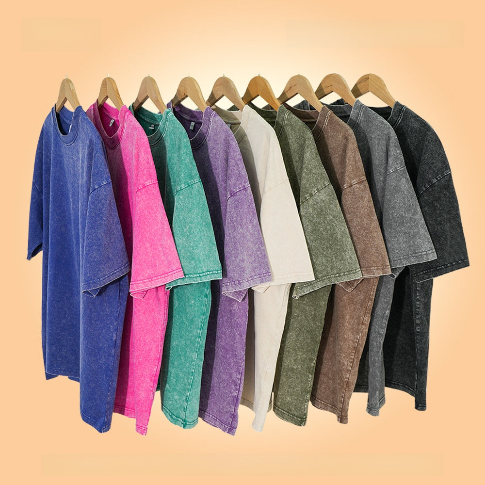 Vintage Washed Cotton T-shirt Men