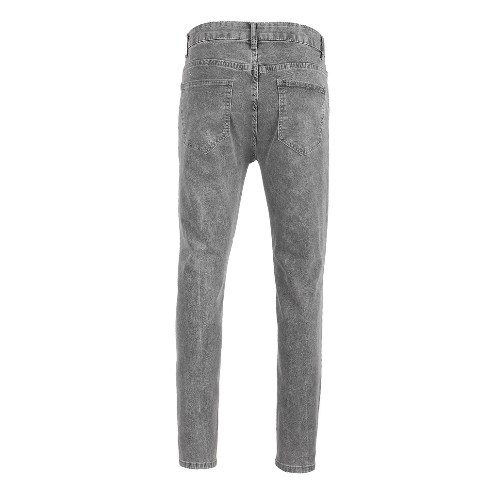 Slim Fit High Waist Denim Pants for Men