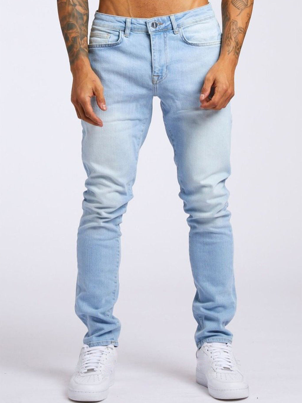 Slim Fit High Waist Denim Pants for Men