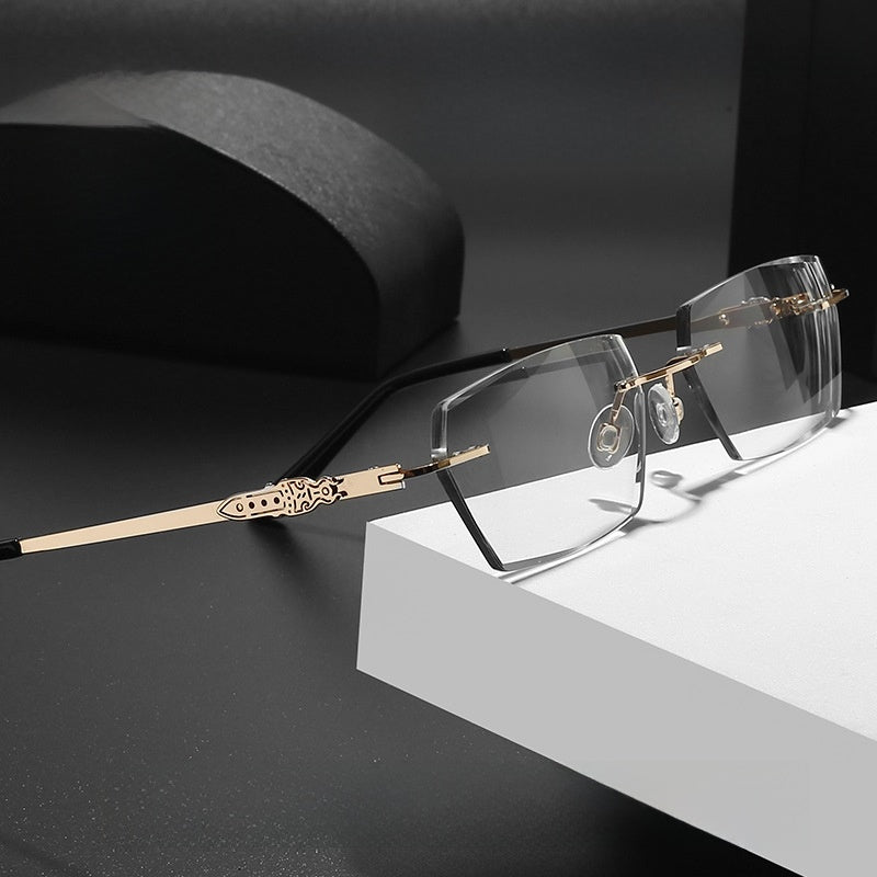 Frameless Anti-Blue Light Reading Glasses with Diamond-Cut Edge