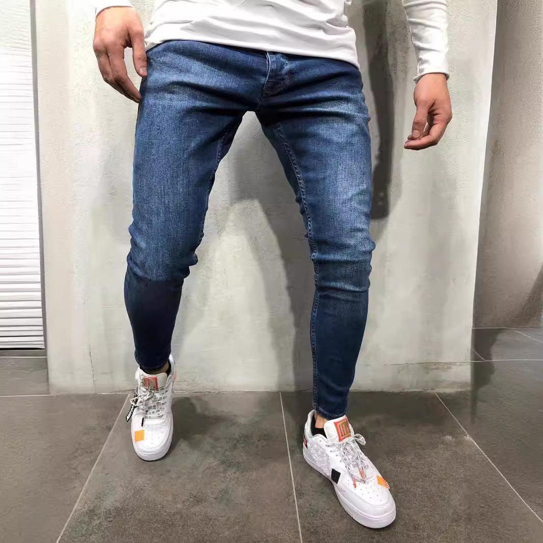 Slim Fit High Waist Denim Pants for Men