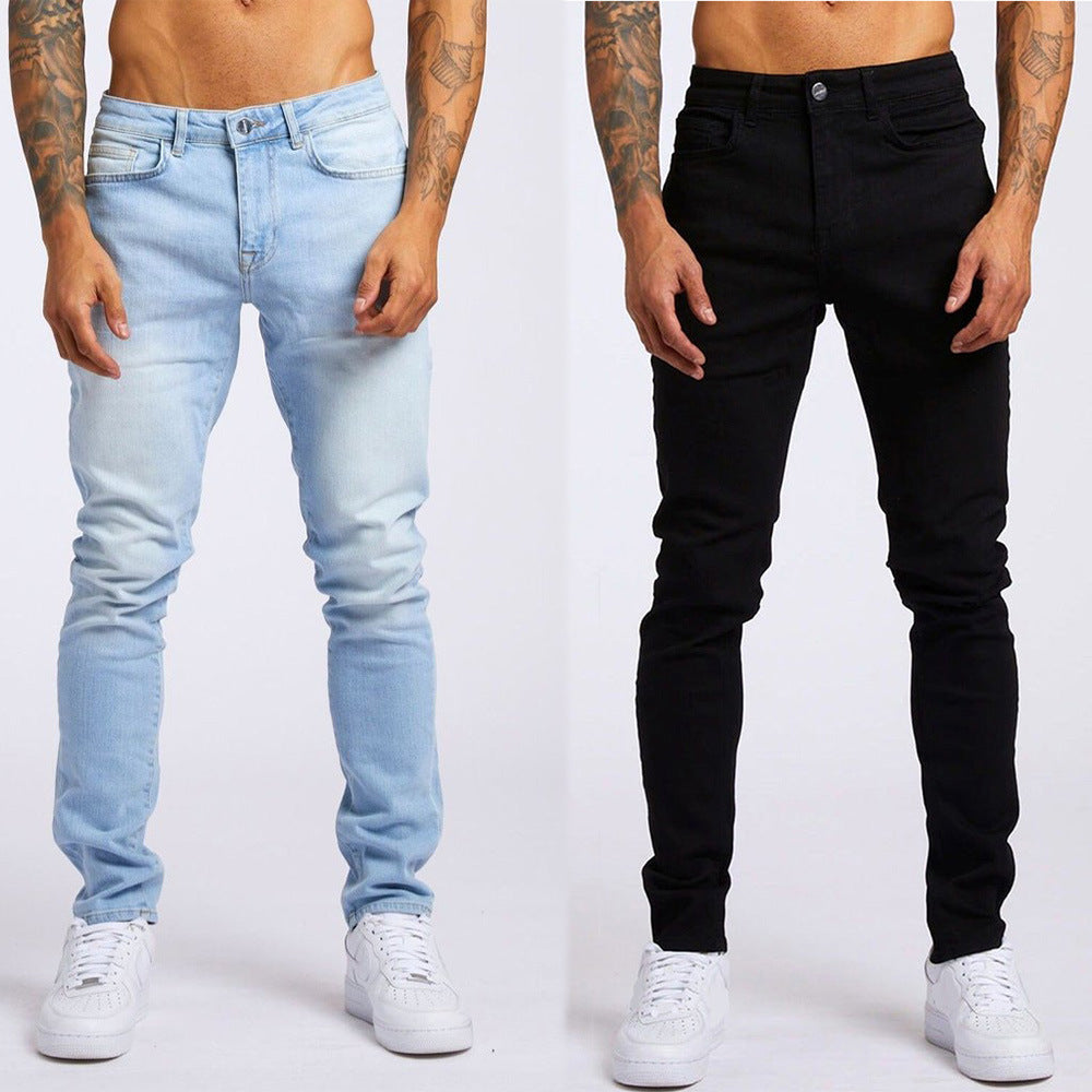 Slim Fit High Waist Denim Pants for Men